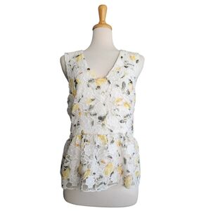 WHBM Lemon Peplum Blouse Women's Size 12